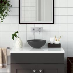 Lavabo de salle de bain Céramique Gris foncé Rond alsavelo