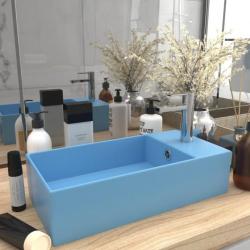 Lavabo de salle de bain avec trop-plein Céramique Bleu clair alsavelo