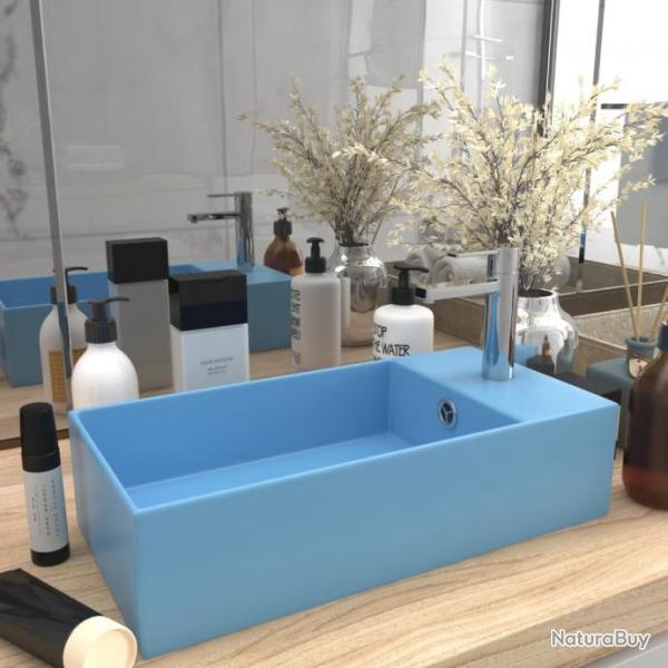 Lavabo de salle de bain avec trop-plein Cramique Bleu clair alsavelo