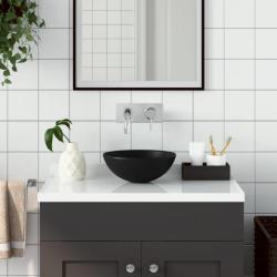 Lavabo de salle de bain Céramique Noir mat Rond alsavelo