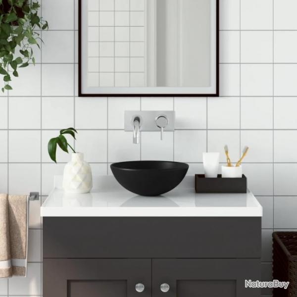 Lavabo de salle de bain Cramique Noir mat Rond alsavelo