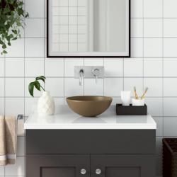 Lavabo de salle de bain Céramique Crème mat Rond alsavelo