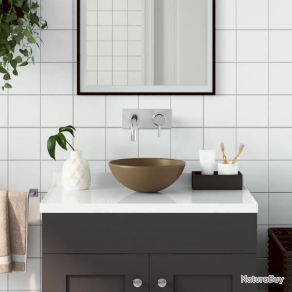 Lavabo de salle de bain Cramique Crme mat Rond alsavelo