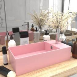 Lavabo de salle de bain avec trop-plein Céramique Rose alsavelo