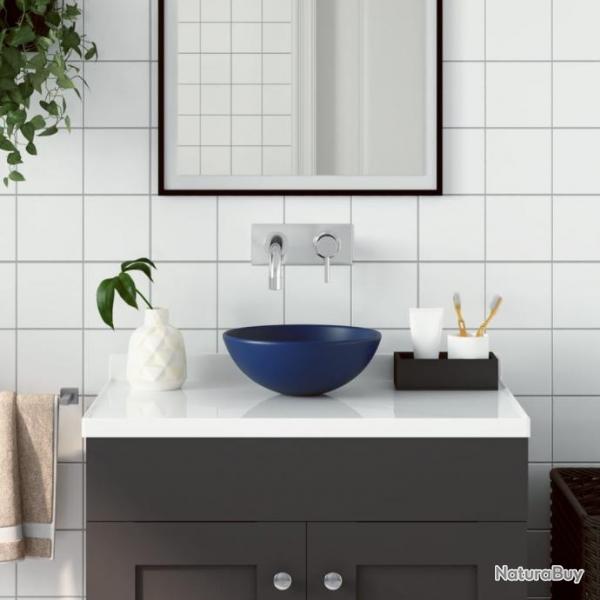 Lavabo de salle de bain Cramique Bleu fonc Rond alsavelo