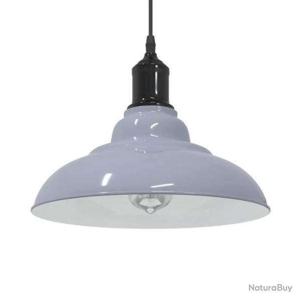 Lampe suspendue rglable hauteur E27 gris brillant  31cm mtal