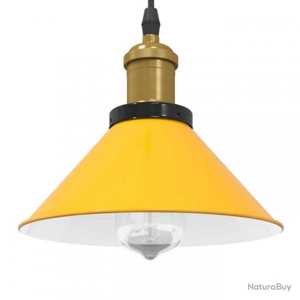 Lampe suspendue rglable hauteur E27 jaune brillant 22cm mtal