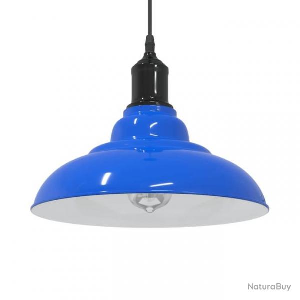 Lampe suspendue rglable hauteur E27 bleu fonc  31 cm mtal