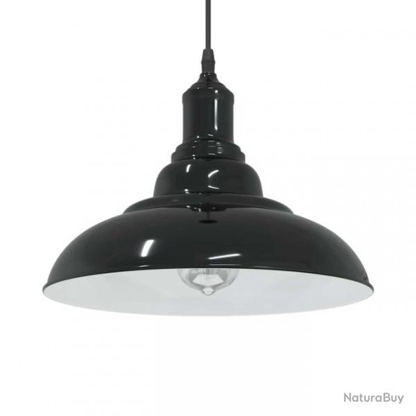 Lampe suspendue rglable hauteur E27 noir brillant  31cm mtal