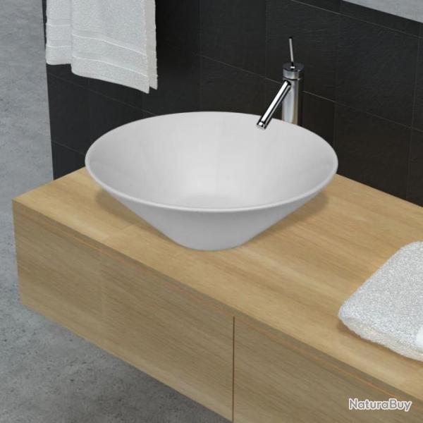 Lavabo de salle de bain en porcelaine Blanc