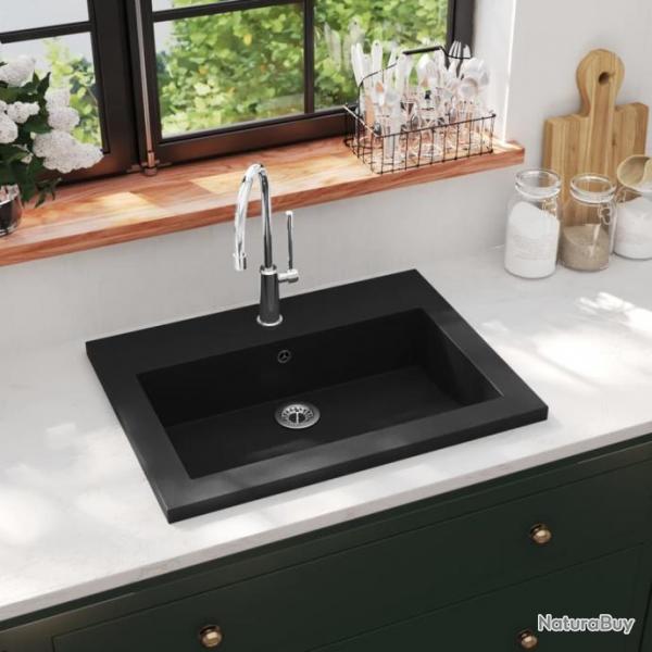 Lavabo en granit 600 x 450 x 120 mm Noir