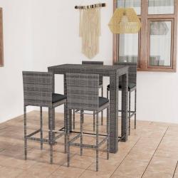 bar d'extérieur 5 pcs coussins Résine tressée Gris alsavelo