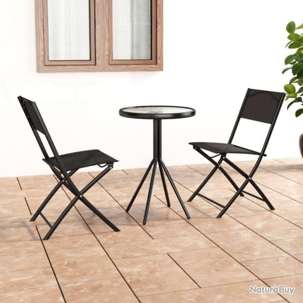 bistro 3 pcs Acier Noir alsavelo