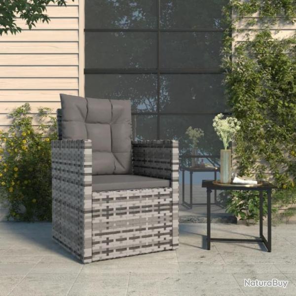 Fauteuil de jardin avec coussins Gris Rsine tresse