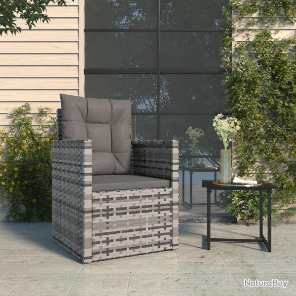 Fauteuil de jardin avec coussins Gris Rsine tresse alsavelo