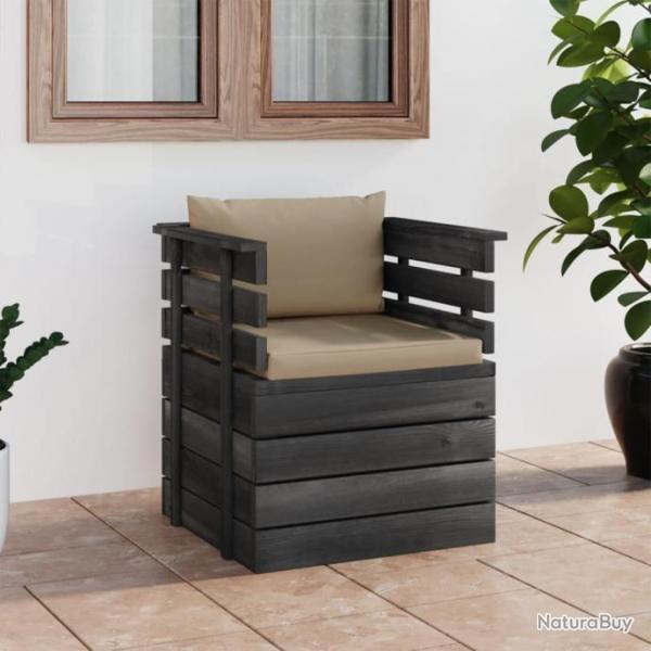 Fauteuil de jardin avec coussins Bois de pin