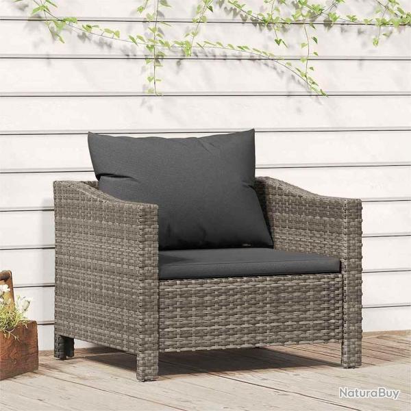 Fauteuil de jardin avec coussin Gris Rsine tresse alsavelo