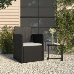 Fauteuil de jardin avec coussin Noir Résine tressée alsavelo