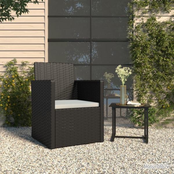 Fauteuil de jardin avec coussin Noir Rsine tresse alsavelo