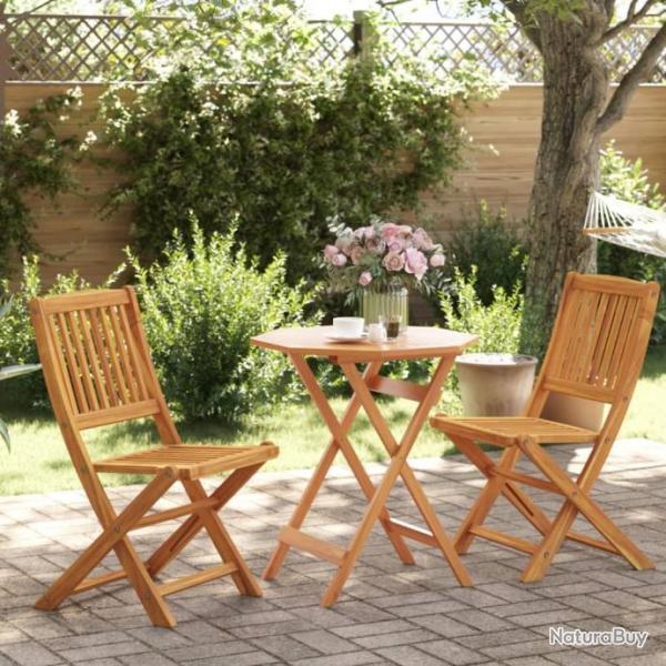 bistro pliable 3 pcs bois d'acacia solide