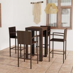 bar d'extérieur 5 pcs accoudoir Poly rotin Marron alsavelo