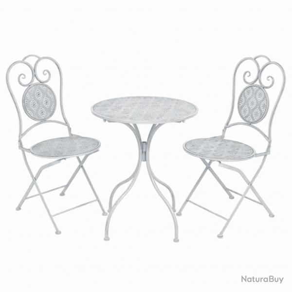 bistro 3 pcs acier blanc gristre alsavelo