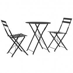 bistro 3 pcs Acier Noir alsavelo