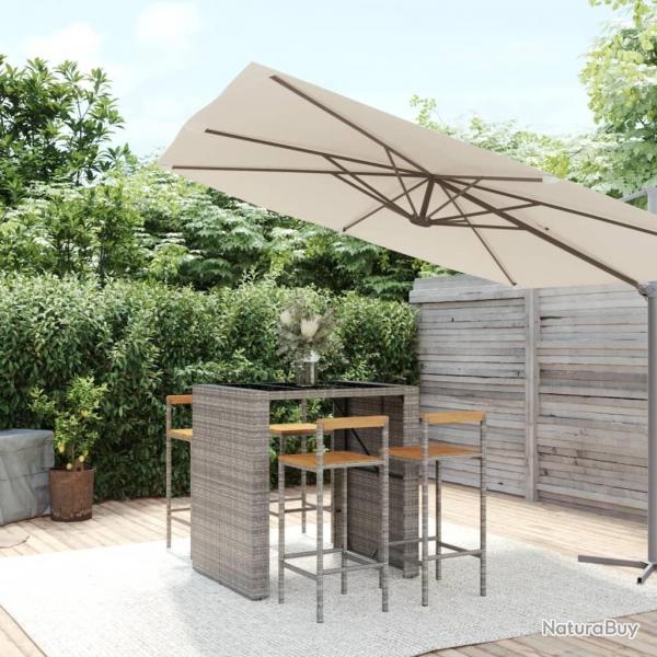 bar jardin 5 pcs gris poly rotin/bois massif acacia alsavelo