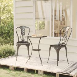 bistro 3 pcs Aluminium coulé Noir alsavelo