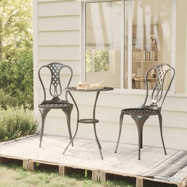 bistro 3 pcs Aluminium coul Noir alsavelo