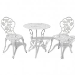 bistro 3 pcs Aluminium coulé Blanc alsavelo