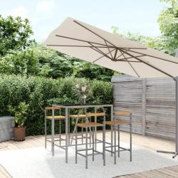 bar jardin 5 pcs gris poly rotin/bois massif acacia alsavelo