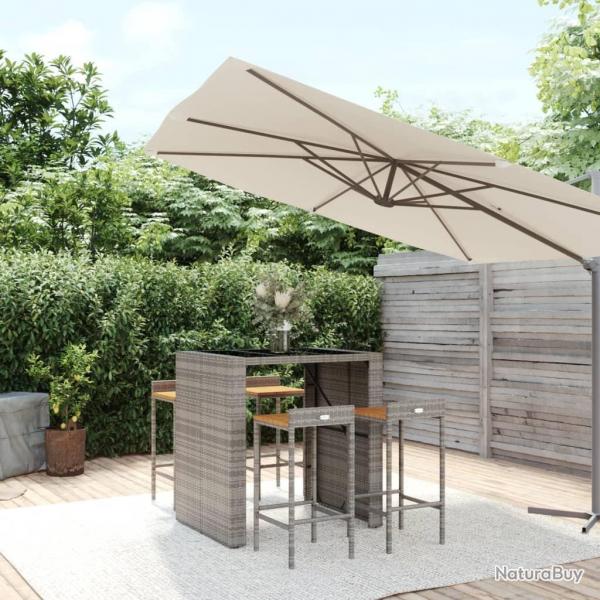 bar jardin 5 pcs gris poly rotin/bois massif acacia alsavelo