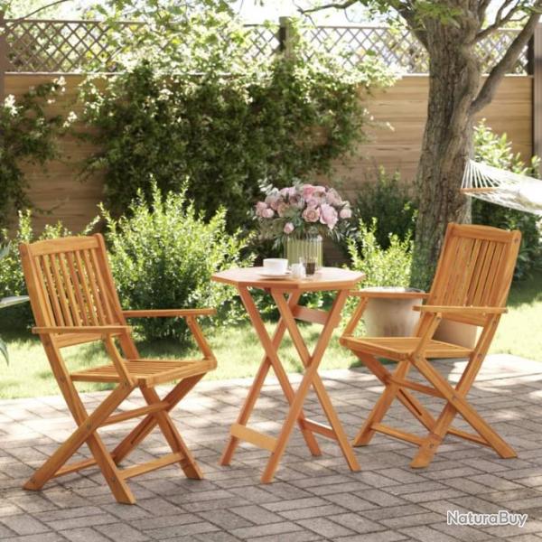 bistro pliable 3 pcs bois d'acacia solide