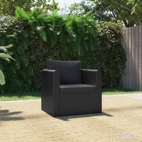 Fauteuil avec coussins Rsine tresse Noir