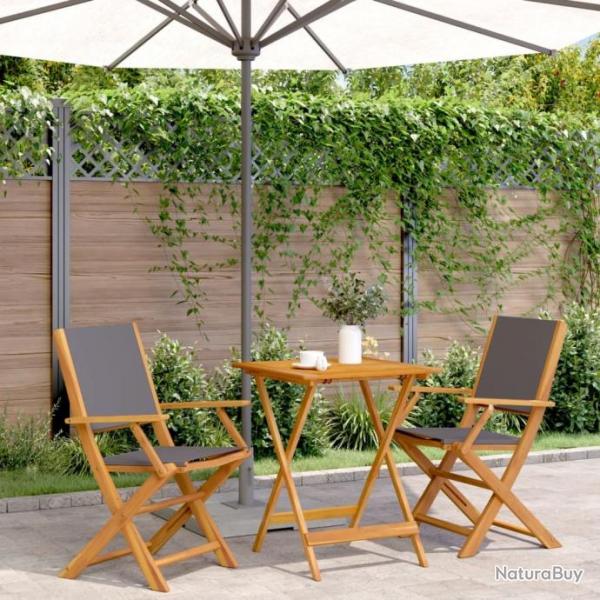 bistro 3 pcs anthracite tissu et bois massif