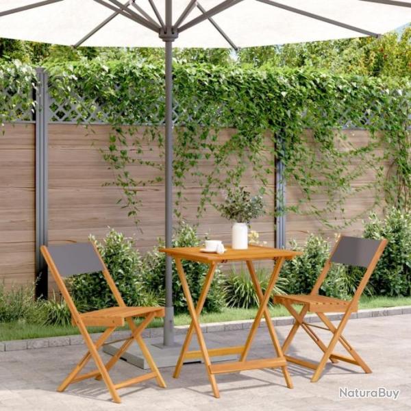 bistro 3 pcs anthracite tissu et bois massif