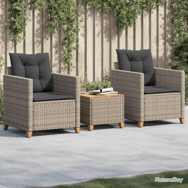 bistro 3 pcs et coussins gris rsine tresse acacia alsavelo