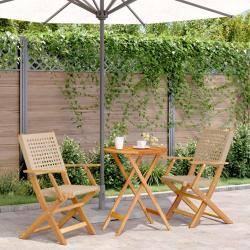 bistro 3 pcs beige résine tressée et bois massif alsavelo