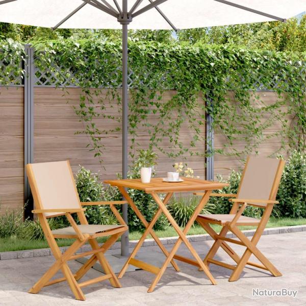 bistro 3 pcs beige tissu et bois massif alsavelo