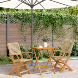 bistro 3 pcs beige résine tressée et bois massif alsavelo