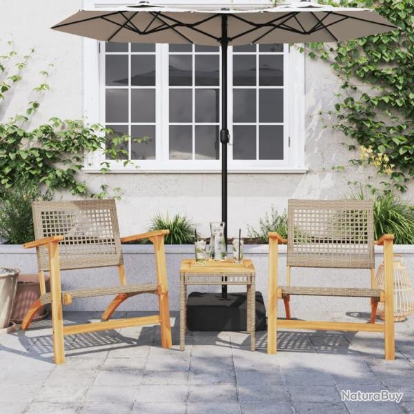 bistro 3 pcs beige rsine tresse et bois d'acacia alsavelo