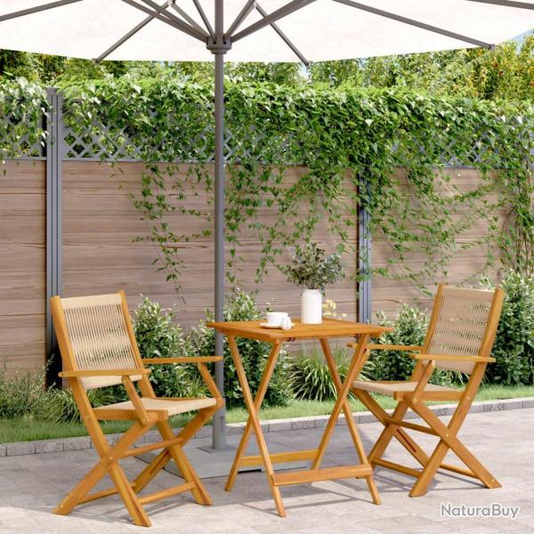 bistro 3 pcs beige polypropylne et bois massif alsavelo