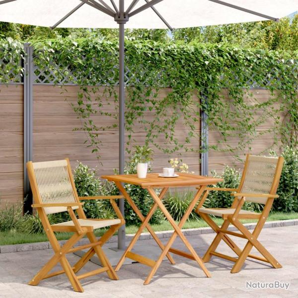 bistro 3 pcs beige polypropylne et bois massif alsavelo
