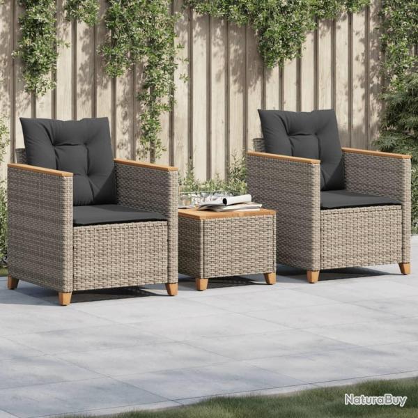 bistro 3 pcs et coussins gris rsine tresse acacia alsavelo