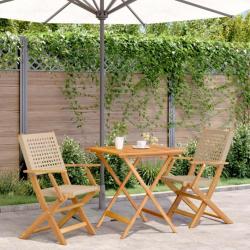 bistro 3 pcs beige résine tressée et bois massif alsavelo