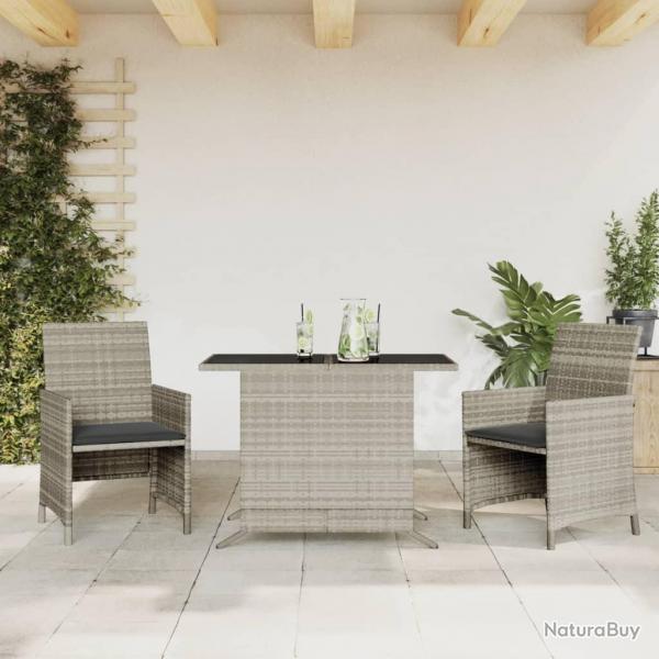 bistro 3 pcs et coussins gris clair rsine tresse alsavelo