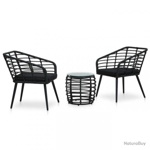 bistro 3 pcs Rsine tresse Noir alsavelo