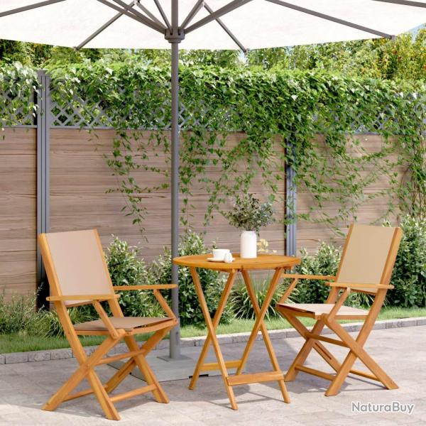 bistro 3 pcs beige tissu et bois massif alsavelo