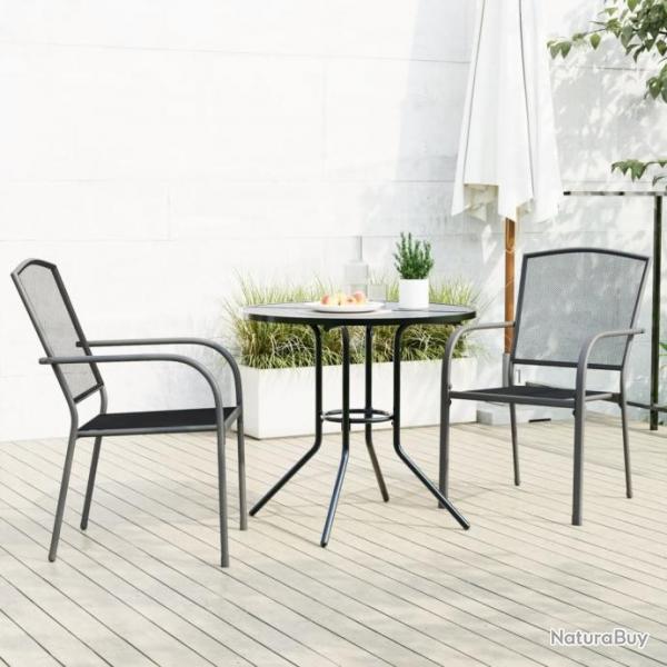 chaises de jardin empilables 3 pcs anthracite